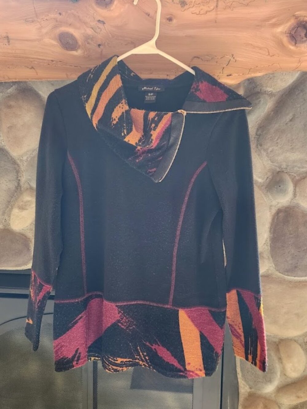Michael Tyler Black Sweater with Colorful Accents - Size S/P!